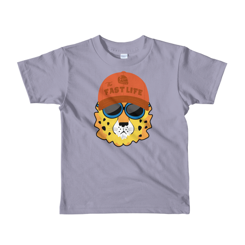 Frantic "The Fast Life" Cheetah Short sleeve kids t-shirt, Slate